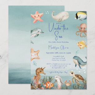 Under The Sea Ocean Animals Baby Shower Invitation