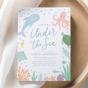 Under the Sea Ocean Animals Baby Shower Invitation