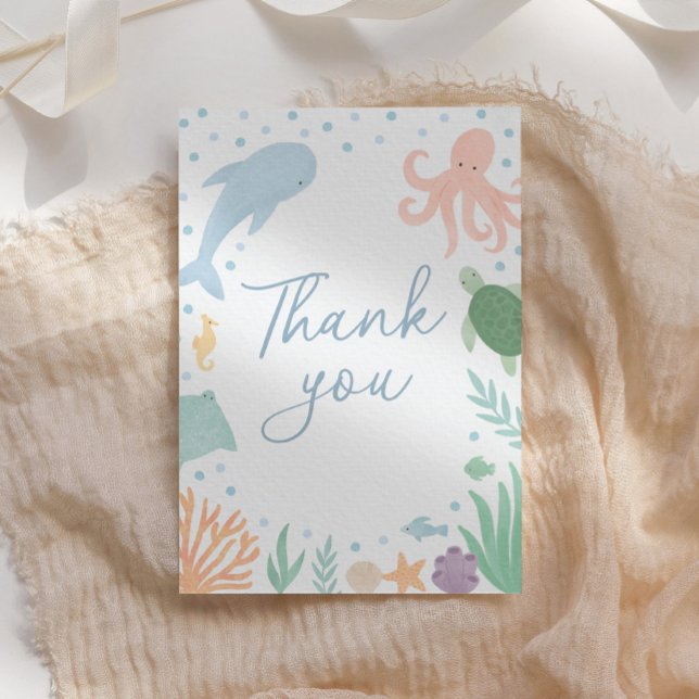 Under the Sea Ocean Animals Baby Shower Thank You Card (Creator Uploaded)