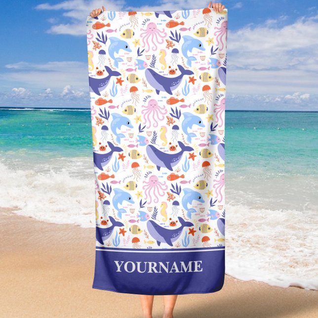 Under the Sea Ocean Animals Beach Towel (Creator Uploaded)