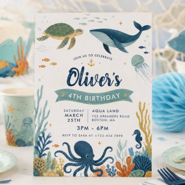Under the Sea Ocean Animals Birthday Invitation (Creator Uploaded)
