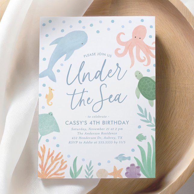 Under the Sea Ocean Animals Birthday Invitation (Creator Uploaded)
