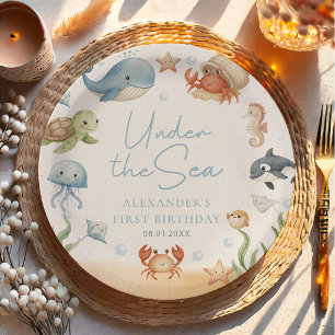 Under The Sea Ocean Animals Birthday Paper Plate