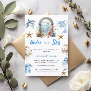 Under the sea ocean animals boy Baby Shower Invitation