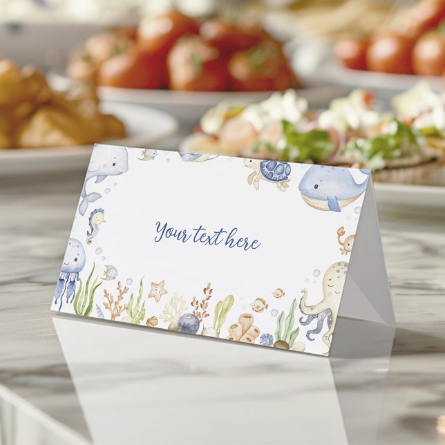 Under the Sea Ocean Animals Boy Birthday Food Tent Place Card (Creator Uploaded)