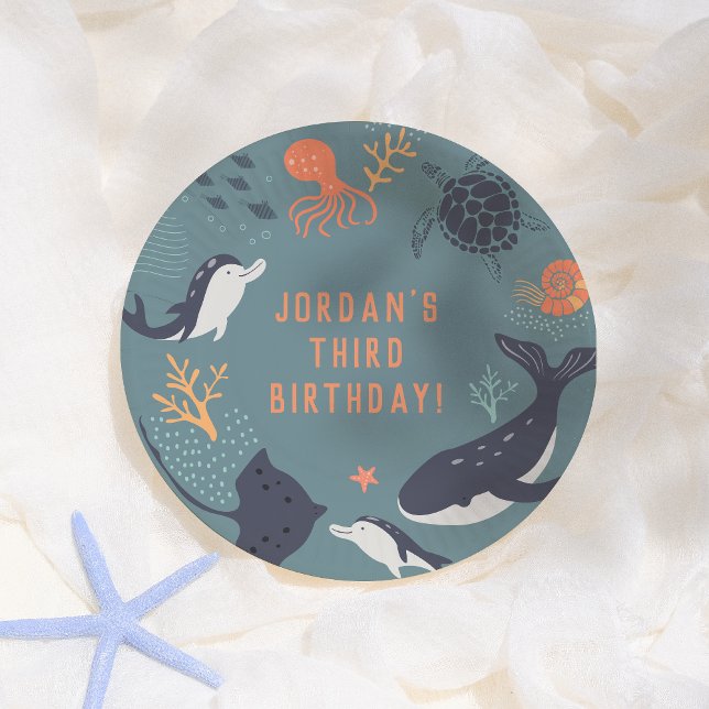Under The Sea Ocean Animals Boy Birthday Party Paper Plate (Creator Uploaded)