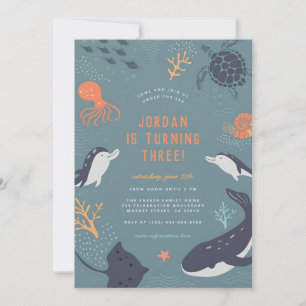Under the Sea Ocean Animals Boys Birthday Invitation