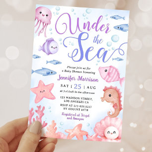 Under The Sea Ocean Animals Girl Baby Shower Invitation