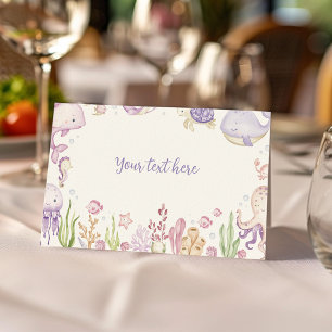 Under the Sea Ocean Animals Girl Party Food Tent Place Card