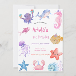 Under the Sea Ocean Animals  Invitation