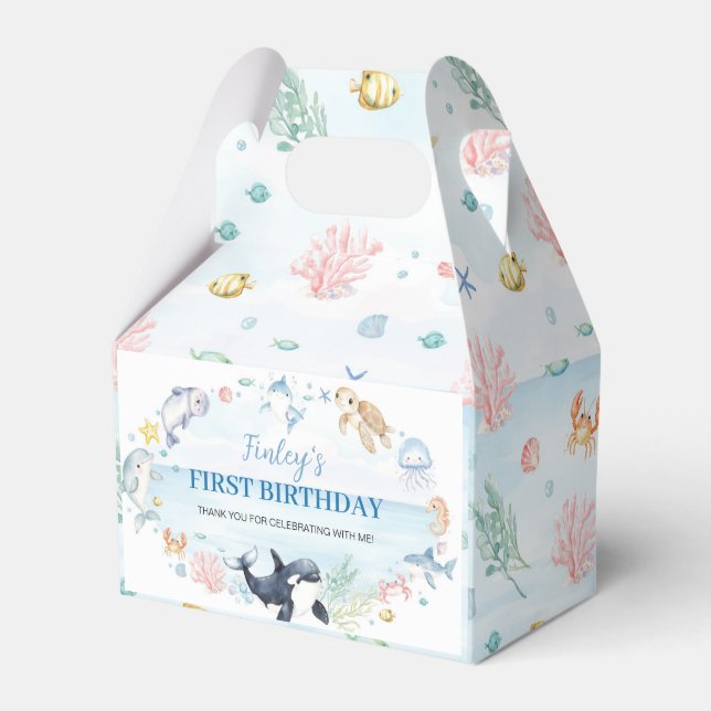 Under the Sea Ocean Animals Kids Birthday Favour Box (Front Side)