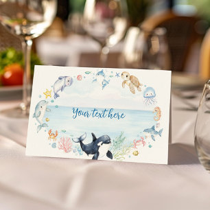 Under the Sea Ocean Animals Kids Birthday Food Place Card