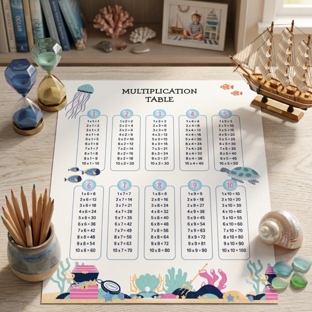 Under the Sea Ocean Animals Multiplication Table Poster (Under the Sea Ocean Animals Multiplication Table Poster)