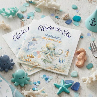 Under the Sea Ocean Animals Octopus Birthday Napkin