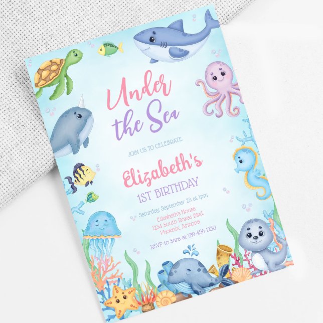 Under the Sea Ocean Animals Theme Birthday Invitation (Creator Uploaded)