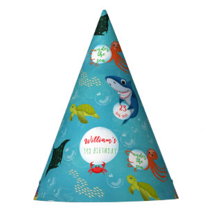 Under The Sea Ocean Animals Water Bubbles Pattern Party Hat