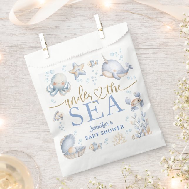 Under The Sea Ocean Baby Shower Boy Blue  Favour Bags (Clipped)