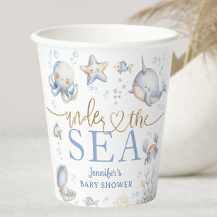 Under The Sea Ocean Baby Shower Boy Blue Paper Cups