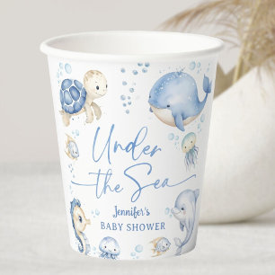 Under The Sea Ocean Baby Shower Boy Dusty Blue Paper Cups