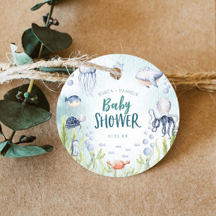 Under The Sea Ocean Baby Shower Circle Favour Tags