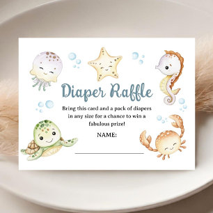 Under The Sea Ocean Baby Shower Diaper Raffle Enclosure Card