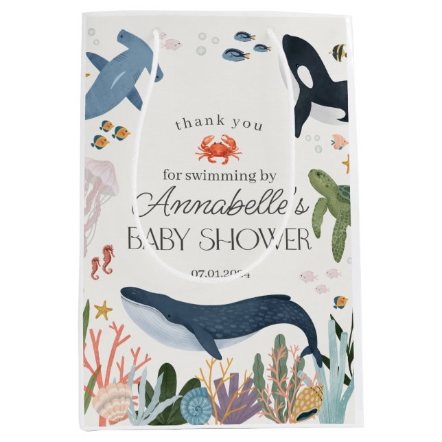 Under the Sea Ocean Baby Shower Favours Medium Gift Bag (Front)