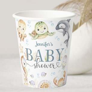 Under The Sea Ocean Baby Shower Gender Neutral Paper Cups
