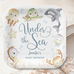 Under The Sea Ocean Baby Shower Gender Neutral  Paper Plate