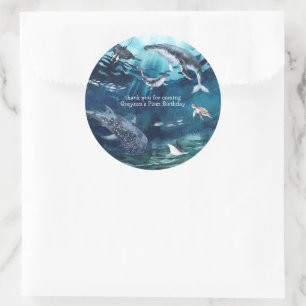 Under the Sea Ocean Birthday Party Classic Round Sticker