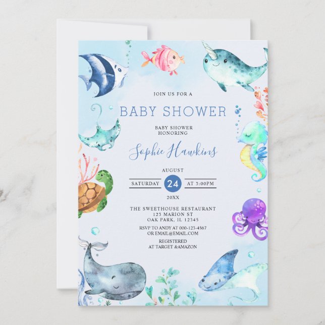 Under the Sea Ocean Couples Baby Shower Invitation (Front)
