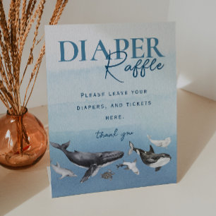 Under The Sea Ocean Diaper Raffle Baby Shower Pedestal Sign