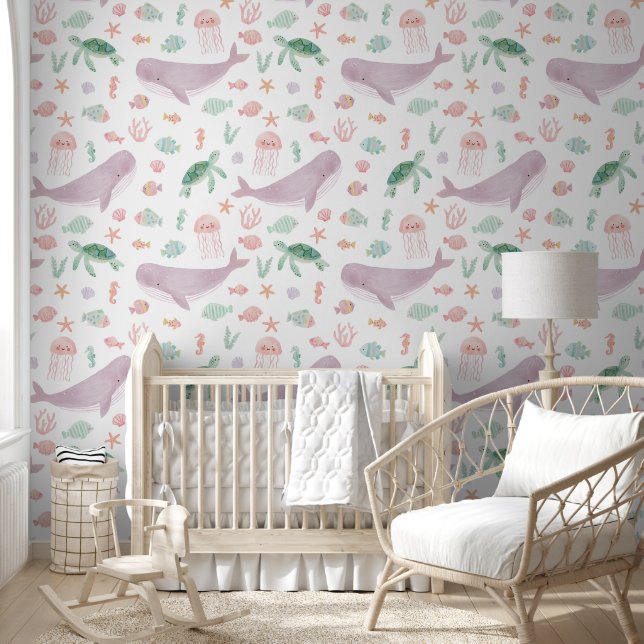 Under the Sea Ocean Girls Nursery Kids Room Wallpaper (Kids)