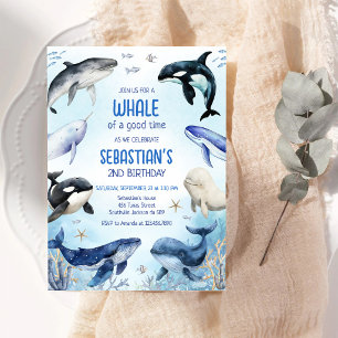 Under the Sea Ocean Theme Whale Birthday Invitation