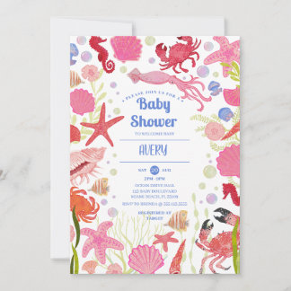 Under the Sea Ocean Themed Baby Shower Invitations