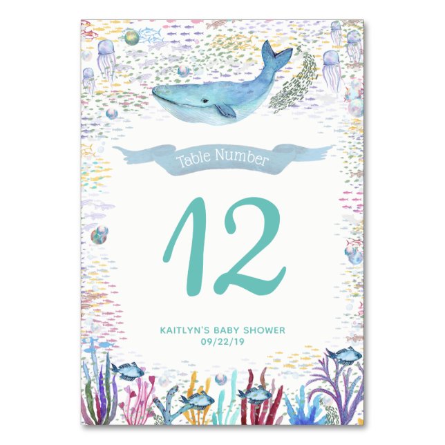 Under The Sea Ocean Themed Party Table Number (Front)