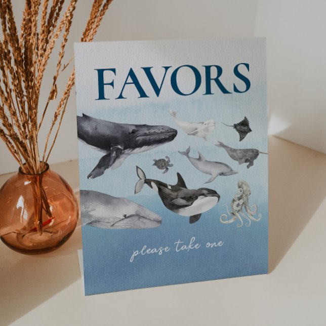 Under The Sea Ocean Whale Baby Shower Favours Pedestal Sign (Creator Uploaded)