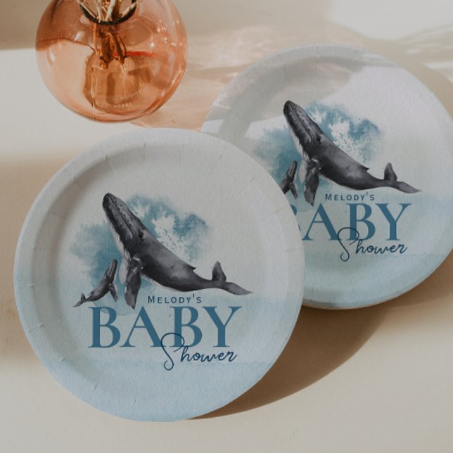 Under The Sea Ocean Whale Baby Shower Paper Plate (Creator Uploaded)