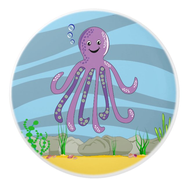 Under the Sea Octopus Ceramic Knob (Front)