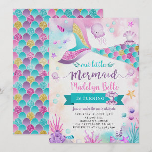 Under The Sea Our Little Mermaid Birthday Invitation