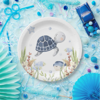 Under the Sea Party Decor, Turtle Birthday Paper Plate