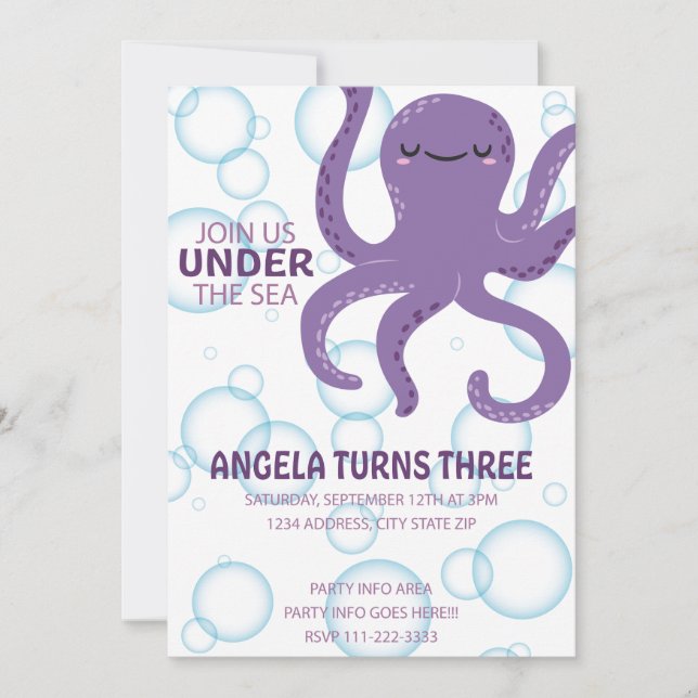 Under the Sea party Invitation (Front)