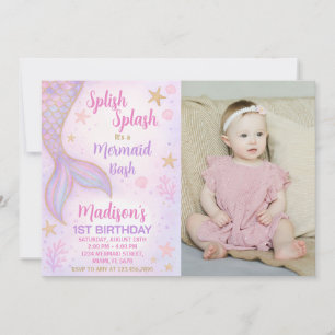 Under the Sea Party Invite for Girls with photo