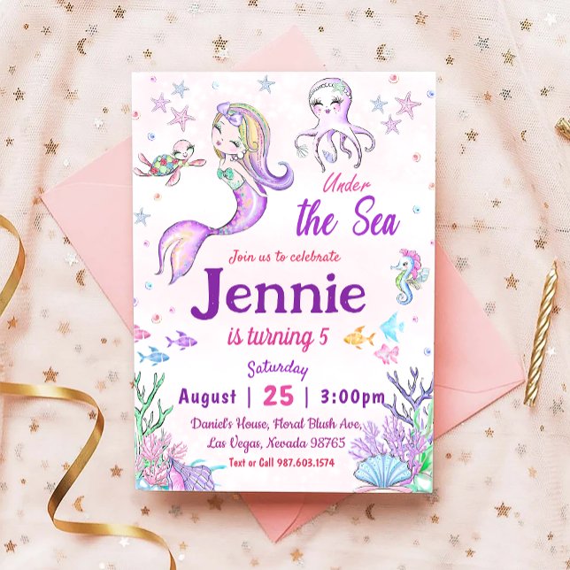 Under The Sea Party Mermaid Birthday Party  Invitation (Creator Uploaded)