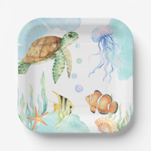 Under the Sea Party - Turtle Fish Ocean Birthday Paper Plate