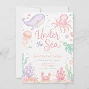 Under the Sea Pastel Ocean Birthday Girl Invitation