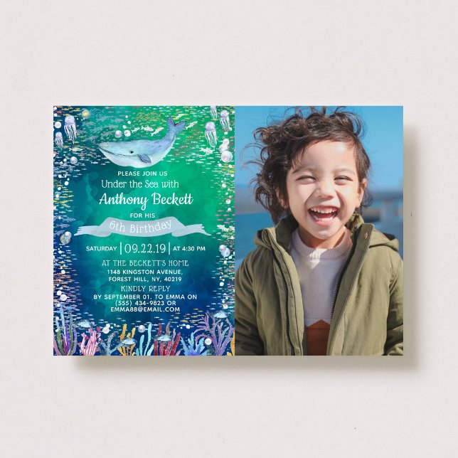 Under The Sea Photo Any Age Birthday Invitations (Creator Uploaded)