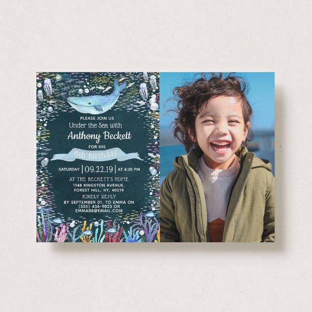 Under The Sea Photo Any Age Birthday Invitations (Creator Uploaded)