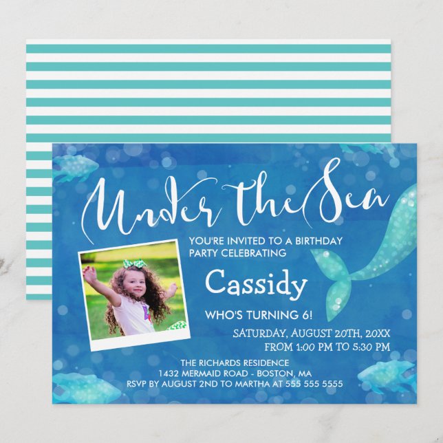 Under the Sea - Photo - Kids Birthday Party Invitation (Front/Back)