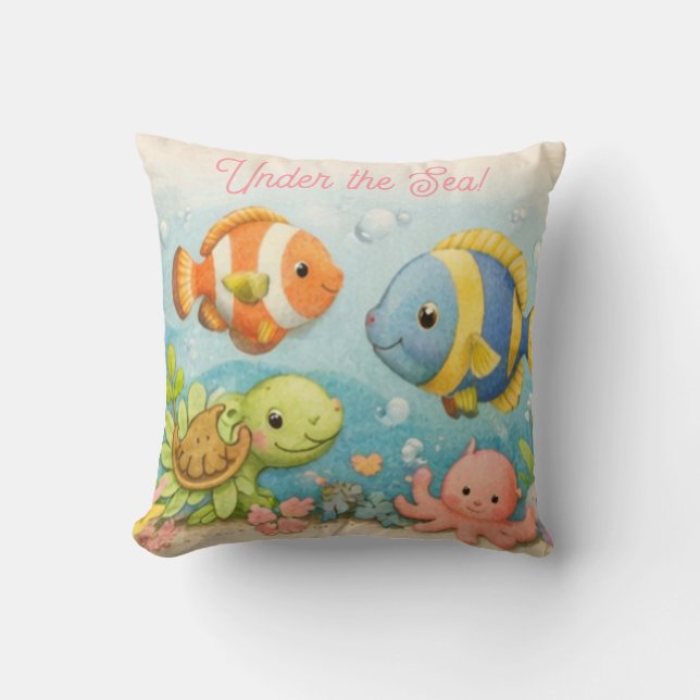 Under the Sea Pillow | Kids Ocean Decor (Front)