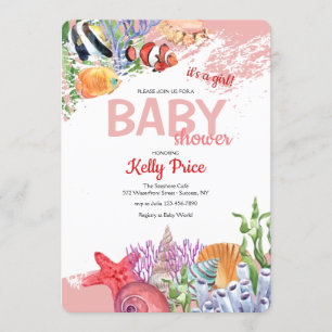 Under the Sea Pink Baby Shower Invitation